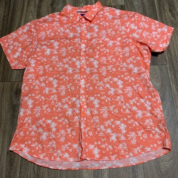 APT.9 Short Sleeve Shirts White with Pink Flamingos Pink/ White Palms - Picture 3 of 5